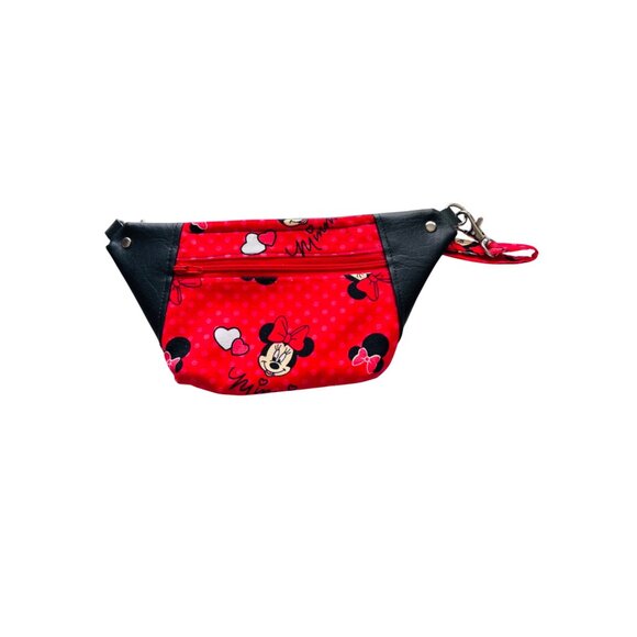 Disney Minnie Mouse Kids Faux Leather Fanny Pack - Red W/ Polka Dots And Hearts - Picture 1 of 6
